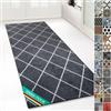 Floordirekt - Tappeto con Motivo Decorativo, passatoia a Pelo Corto, per Cucina, corridoio e Soggiorno, su Misura, Decorazione Vintage Ispirata all'Oriente (80 x 200 cm, Cosenza, Nero)
