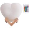 Generico Luce a cuore 16 colori LED USB ricaricabile dimmerabile Oggetto a forma di cuore luminoso con supporto Telecomando Decorazioni romantiche San Luce per scrivania interna Camera da Asilo