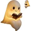 Generico Cute Ghost Reading Book Lamp, 3D LED Night Light Halloween, Ghost Warm Lighted Indoor Figurine Lamps, Light up Ghosts Decor, for Bedroom Study Room, Decorations Indoor (6 inches)