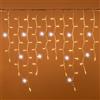 damastoreitalia Tenda Luminosa Natalizia 6 metri Stalattiti a LED 256 Luci Bianco Caldo + Flash Bianco Freddo per Interno ed Esterno IP44 (Luce calda + flash bianco, 6 Metri)