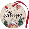 Corredino Neonato Pallina di Natale Personalizzata con Nome Alessio, Decorazione Natalizia in legno 100% Italiana, cerchietto albero natale da 8 cm (legno, Alessio)