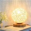 TuAut Lampada da Tavolo in Legno Luce Notturna LED Lampada d'Atmosfera della Camera da Letto in Rattan Ricaricabile USB per Camera Soggiorno Comodino Moderno Decorazione Regalo (Colore Crema)