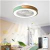 KVOYYIRA Ventilatore Da Soffitto Con Luce E Telecomando Silenzioso LED Dimmerabile Plafoniera Con Ventilatore Integrato 5pale DC Reversibile Lampadario Con Ventola Per Camera Da Letto Soggiorno-Green