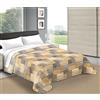 Tata Home Copriletto trapuntino primaverile estivo letto Piazza e Mezza 220x260 cm Trapunta Leggera e Traspirante Disegno Quadri Geometrici Made in Italy Mod. Cubic Grigio Giallo