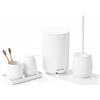 IlGruppone Set Accessori Bagno 6 Pezzi in ABS Completo - Pattumiera con Pedale, Scopino WC, Dispenser Sapone, Porta Spazzolini, Bicchiere e Vassoio Antiscivolo Design Moderno e Resistente - Bianco