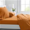 Corredocasa - Completo Lenzuola in Microfibra, Set Letto con Lenzuolo sotto, Lenzuolo sopra e Federe in Tinta Unita (Singolo Arancio)