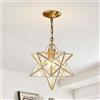 Kikioo Lampadario a sospensione in vetro a stella con cristallo trasparente, lampadario rustico industriale vintage, lanterna sospesa, illuminazione a sospensione interamente in rame per soggiorno, ca