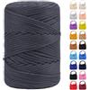 LEREATI Cordino per Borse Uncinetto, Corda Macrame 3mm x 170m Corda in Poliestere Filo Macrame, Macramè Filo Cordoncino per Borse a Uncinetto, Fai Da Te, Regalo per Maglieria (Grigio Scuro)