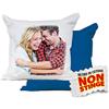 Generico Cuscino Bicolore 40x40 cm Personalizzabile con Foto (Blu)