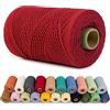 LEREATI Corda Macrame 1mm x 200m Filo Macrame Cordoncino Cotone Spago Colorato, Macramè Filo Cordino per Borse Uncinetto, Arazzo da Parete, Decorazioni, Fai da Te Artigianale (Rosso)