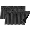 LINFKY Tende corte Mantovana, Termoisolate Tende Piccole per Finestre della Cucina, Tenda Corta per Il Bagno per La Finestra del Camera da Letto, 132x46cm (Grigio Scuro,2)