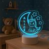 Generico Lampada in Plexiglass da Bambini con Unicorno e Luna Personalizzata con Nome Base Nera Decor Night Light LED Luce Camera 7 Colori