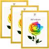 MG Design Set da 3 cornici portafoto A3 29,7 x 42 cm - Cornici in legno Giallo con vetri acrilici infrangibili, verticale e orizzontale con fissaggio a parete stabile