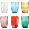 Zafferano Perle Bicchiere Tumbler Lavorato a Mano in Vetro Colorato Trasparente cl 32 h 109mm d 71mm, set 6 pezzi colori assortiti