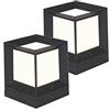 YFMYY 2 pack moderna Prato Paesaggio colonna luminosa IP65 impermeabile pilastro quadrato della lampada in alluminio acrilica tradizionale nero Bollard E27 esterno Messaggio Lanterna Luce Stagno Porta