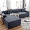 OKJK Copridivano Impermeabile Elasticizzato con Chaise Longue in Pile di Mais Morbido Tessuto Confortevole, Moderno per Copri Divano da Soggiorno Facile da Pulire,Dark Gray,3-Seat 190-230cm