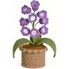 Sinlay Lampada da scrivania con mughetto all'uncinetto fatta a mano,luce notturna con fiori uncinetto,piante e fiori artificiali,decorazione per la casa,cuore di fiore di perle, per decorazioni e regali (C)