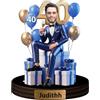 Wasetell Ornamento personalizzato per 40° compleanno scultura per uomo personalizzato foto cartone animato figurina targa da tavolo numero 40 acrilico ritratto desktop ricordo regalo festa di