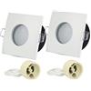 LEDLUX 2 Pezzi Porta Faretto Impermeabile, Porta Faretti da Incasso GU10 MR16, IP54 Per Luci Incasso Da Bagno e Esterno (Quadrato, Bianco)