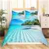 Homemissing Oceano Set Copripiumino 135x200cm per bambini Ragazzi Spiaggia Tema Palme Botanico Nature Tema Copripiumone Decorazione Foglia di palma Verde Blu Copripiumini Decorazione
