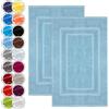 NatureMark Set di 2 Tappeti da Bagno 50x80 cm - Cotone Spugna 800 g/m² - Tappeti Bagno Spessi e Altamente Assorbenti - Asciugatura Rapida - Senza Base in Gomma - Azzurro Chiaro