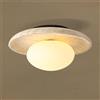 kaixunl 7W 25cm Lampada da soffitto in pietra naturale gialla in stile Wabi-sabi giapponese lampada da soffitto rotonda legno e travertino naturale illuminazione da soffitto corridoio cucina balcone bagno