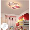 GUANSHAN 3D Plafoniera Led Cuori Creativi Dimmerazione Continua Lampada da Soffitto Illuminazione per Ragazzi Ragazze Camera da Letto Scuola Materna con Telecomando, 30W