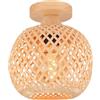 LIGKIN Plafoniera Bambù Lampadario Vintage Boho E27 Rattan Paralume Bambù Lampadari Ø20cm Legno Lampada da soffitto per Ristoranti, Salotti, Cucine, Caffè