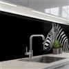 KitchenYeah© Paraschizzi Cucina Adesivo 80x300 cm Pannello Parete per Paraspruzzi Adesivi Muro Zebra - Animale - Nero
