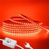 HEGEHE - Striscia LED 220V Dimmerabile [1M, Rosso], 120 LEDs/m Striscia LED impermeabile IP65 flessibile e tagliabile CRI90+, illuminazione decorativa per casa e negozi