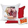 Generico Cuscino Bicolore 40x40 cm Personalizzabile con Foto (Rosso)