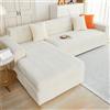 AYUOEODM Copridivano Impermeabile Copertura Divano Angolare 3 2 4 Posti Con Penisola, Elasticizzato Salvadivano Chaise Longue Forma Di L Antiscivolo Per Cane Gatto Antigraffio(Beige white,145cm-185cm)