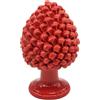 sicilia bedda - Pigna Siciliana Ceramica di Caltagirone - Altezza 25 Centimetri Realizzata interamente a Mano (Rosso)