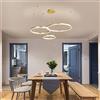 FUMIMID Lampadario Sospensione LED Lampada Soggiorno Lampadario Dimmerabile con Telecomando Lampade Sospensione Moderne Tavolo Pranzo Soffitto Luminoso Acrilico Rotondo in Alluminio,d'oro,3laps20+40+60cm