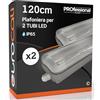 Eurocali 2 Plafoniere 120 cm per 2 Tubi LED (Non Inclusi) Impermeabile IP65 in ABS/PC con Copertura Trasparente Colore Grigio - Sostituzione Neon