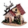 Ferrari & Arrighetti Doppia casa per presepe con tegole Rosso, Legno e Cartone, Multicolore, Dimensioni Indicative: 15 x 14 x 10 cm