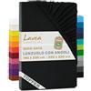 Lavea® Lenzuolo con Angoli Matrimoniale 180x200 cm - Jersey 100% Cotone - Per Materassi Topper fino a 10 cm - Con Elastico Tutto Intorno - Certificato OEKO-TEX - Nero
