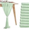 VZZNN Confezione da 10 runner da tavola in chiffon verde salvia da 3 m, runner da tavola per matrimoni, decorazioni da tavola per Natale, matrimoni, feste di tè, baby shower, feste di compleanno (304,8 x