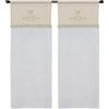 HOME ZEN HOUSEHOLD LINEN coppia di tendine a vetro da cucina art valence shabby tessutto effetto lino seta in poliestere con applicazione farfalla motivo scozzese e inserti provenzali mis 60x150cm dis gran tirolo beige