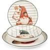 H&H, Servizio tavola 18 pezzi Gnomeville, set tavola natalizio, decoro gnomi, in stoneware, lavabile in lavastovigle