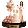 Wasetell Scultura personalizzata per il 40° compleanno ornamento personalizzato foto cartone animato figurina targa da tavolo numero 40 acrilico ritratto desktop ricordo regalo festa di compleanno donne