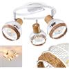 hofstein Lampada a soffitto Bariloche, lampada a soffitto rotonda in metallo/legno/corda di canapa in bianco/cromo/natura, 3 luci, paralumi orientabili e girevoli, E27, ottica a reticolo, senza lampadina/e