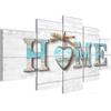 Runa Art - Quadri Home 200 x 100 cm 5 Pezzi XXL Decorazione Murale Design Grigio Turchese 014851c