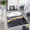 TAPISO Toscana Tappeto Soggiorno Antiscivolo Lavabile Pelo Corto Effetto Stampato Design Moderno Motivo Astratto Marmo tonalità Grigio Oro Nero Salotto Sala Camera 200 x 300 cm