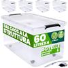 Deuba® 4X 60L Scatole in Plastica Trasparente Senza BPA Contenitori con Coperchio Impilabili Ruote Cassette Salvaspazio