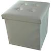 Casatessile Ecopelle Pouf Contenitore Tinta Unita Big 50x50x50 cm. Pouf Poggiapiedi Contenitore Grande XXL - Bianco