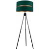 FKL DESIGN Home Deco Lampada da terra per soggiorno, verde scuro-oro, lampada da terra con treppiede, design moderno, attacco E27, max. 60 W