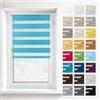 Estika Tenda a rullo giorno e notte senza forare, montaggio 2 in 1 (fissaggio a morsetto o a soffitto/parete) - 45 x 150 cm - Cielo blu - per interni, semi-trasparente