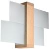 SOLLUX lighting Feniks 1 Lampada da parete | Elegante alloggiamento in legno + combinazione di paralume in vetro | Lampadina E27 sostituibile, 1 x 60 W | Legno naturale, 43 x 12 x 30 cm