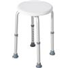 Outsunny HOMCOM Sgabello da Doccia Girevole a 360° con Piedini Antiscivolo e Regolabile in Altezza su 8 Livelli, Sgabello per Doccia in Alluminio e PE, 32.5x41x35.5-54 cm, Bianco